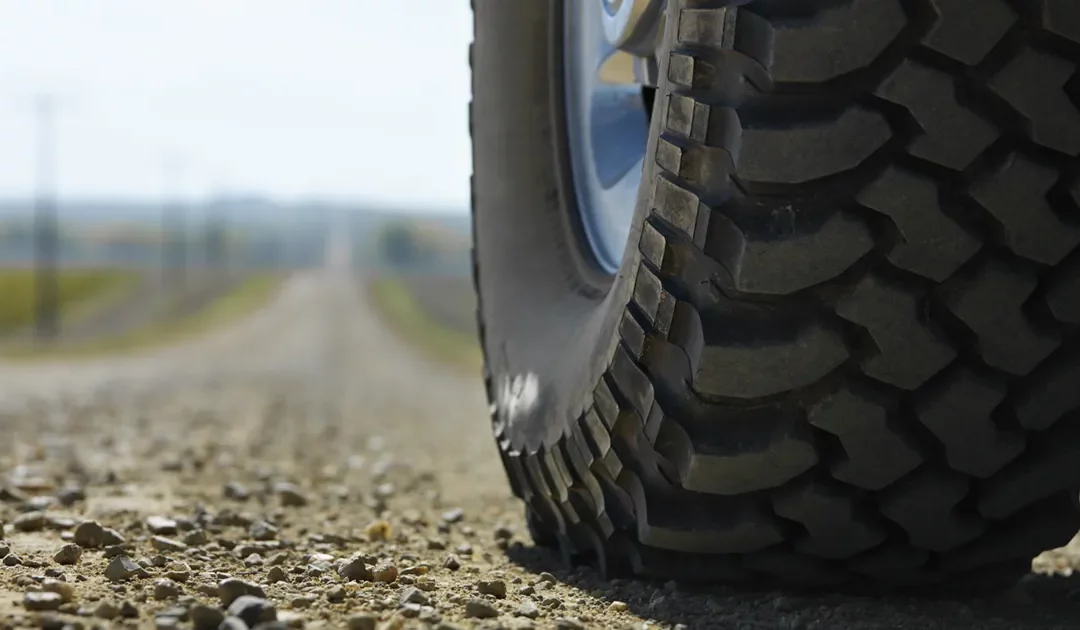 vehicle tire on road
